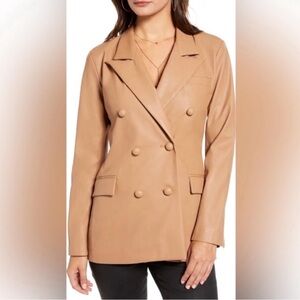 Blank NYC Camel Double-Breasted Blazer